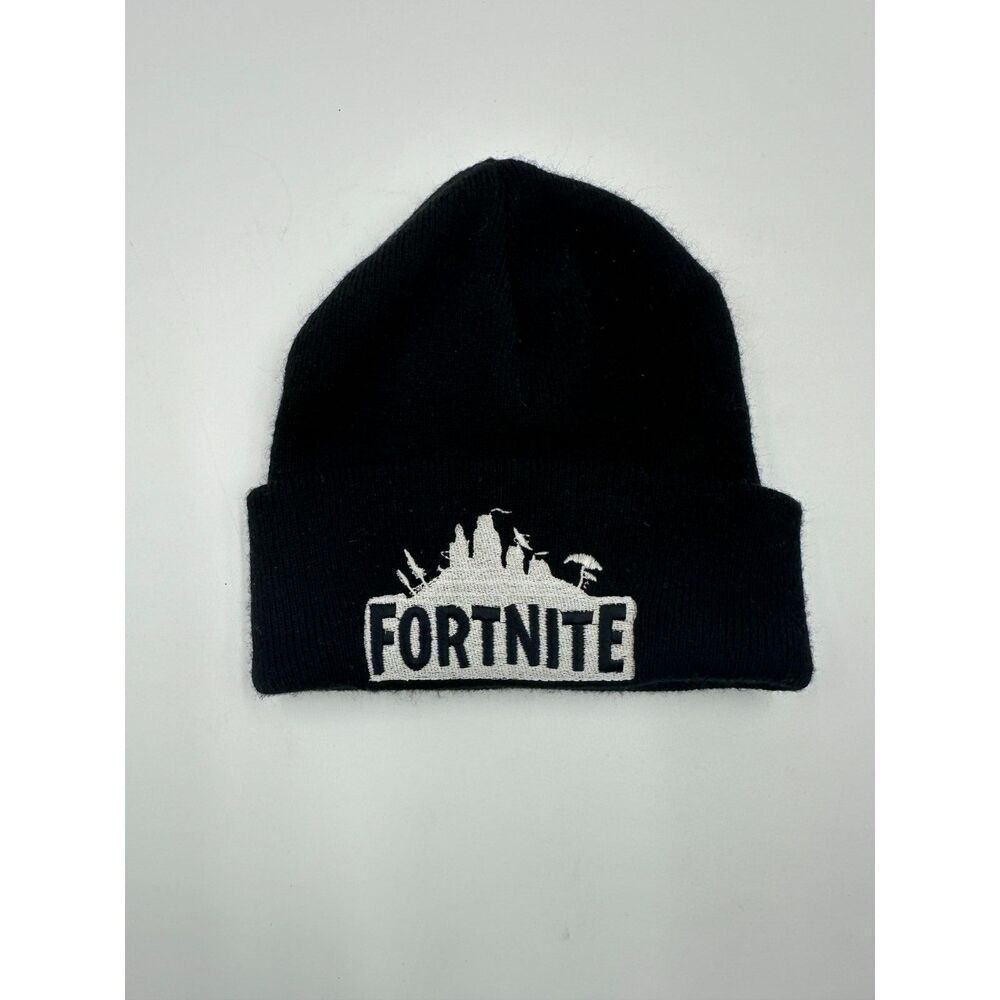 Fortnite Beanie Unisex OSFM Embroidered Graphic Logo Knit Hat Black